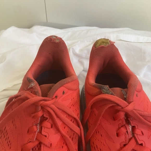 Hoka One One Clifton Lace-up Sneakers Red Fiesta Mesh US Size 8 - Picture 15 of 15